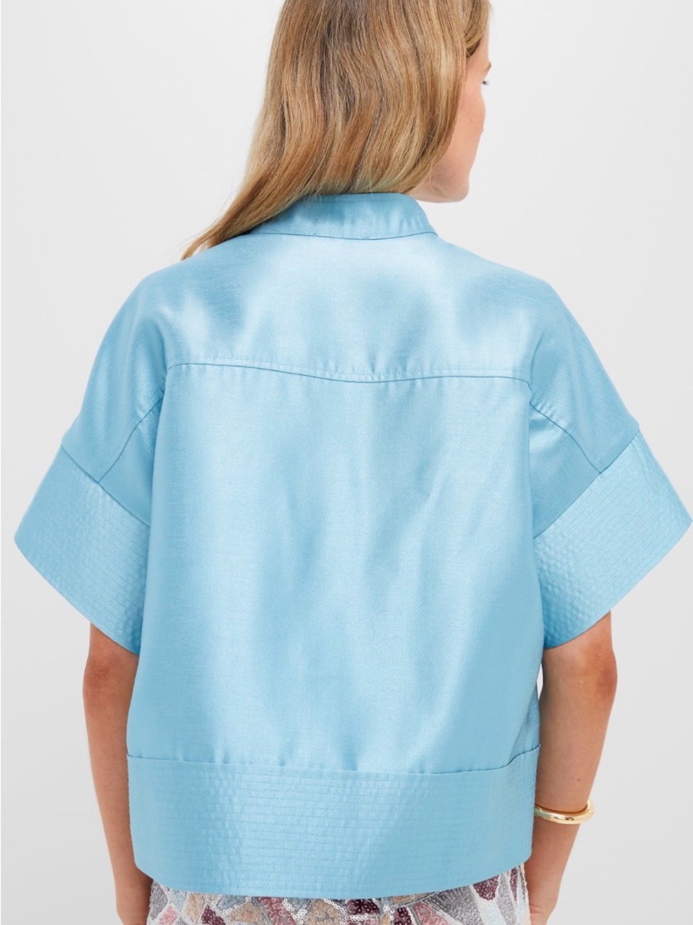 Tuckernuck Robin's Egg Blue Trapunto Stitch Sofia Shirt - Picture 3 of 3